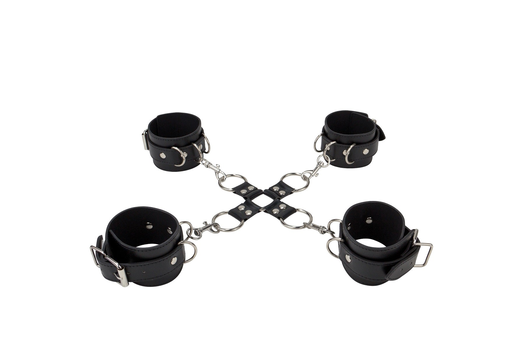 "Leather Hand and Legcuffs - Black OU-OU050BLK"